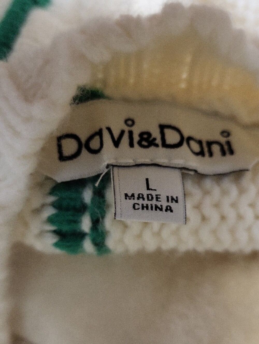 DAVI & DANI Cream Fringe Crewneck Sweater with Multicolor Stripes, Large - Picture 9 of 12